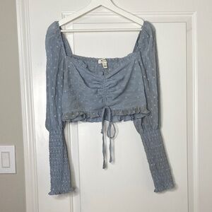 Privy Light Blue Smocked Blouse